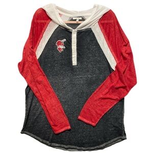 NWOT Arkansas Razorbacks XL lightweight semi-sheer burnout hooded henley 13029